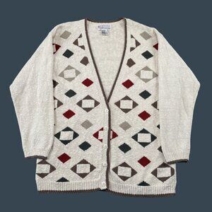 VTG Milano Design Group Cardigan Sweater Cream Geometric
